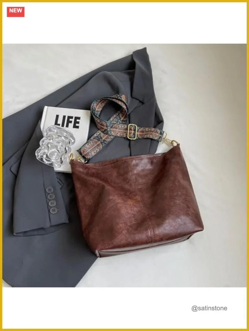 Vegan Leather Hobo Bag Women Crossbody Shoulder Handbag Casual Purse